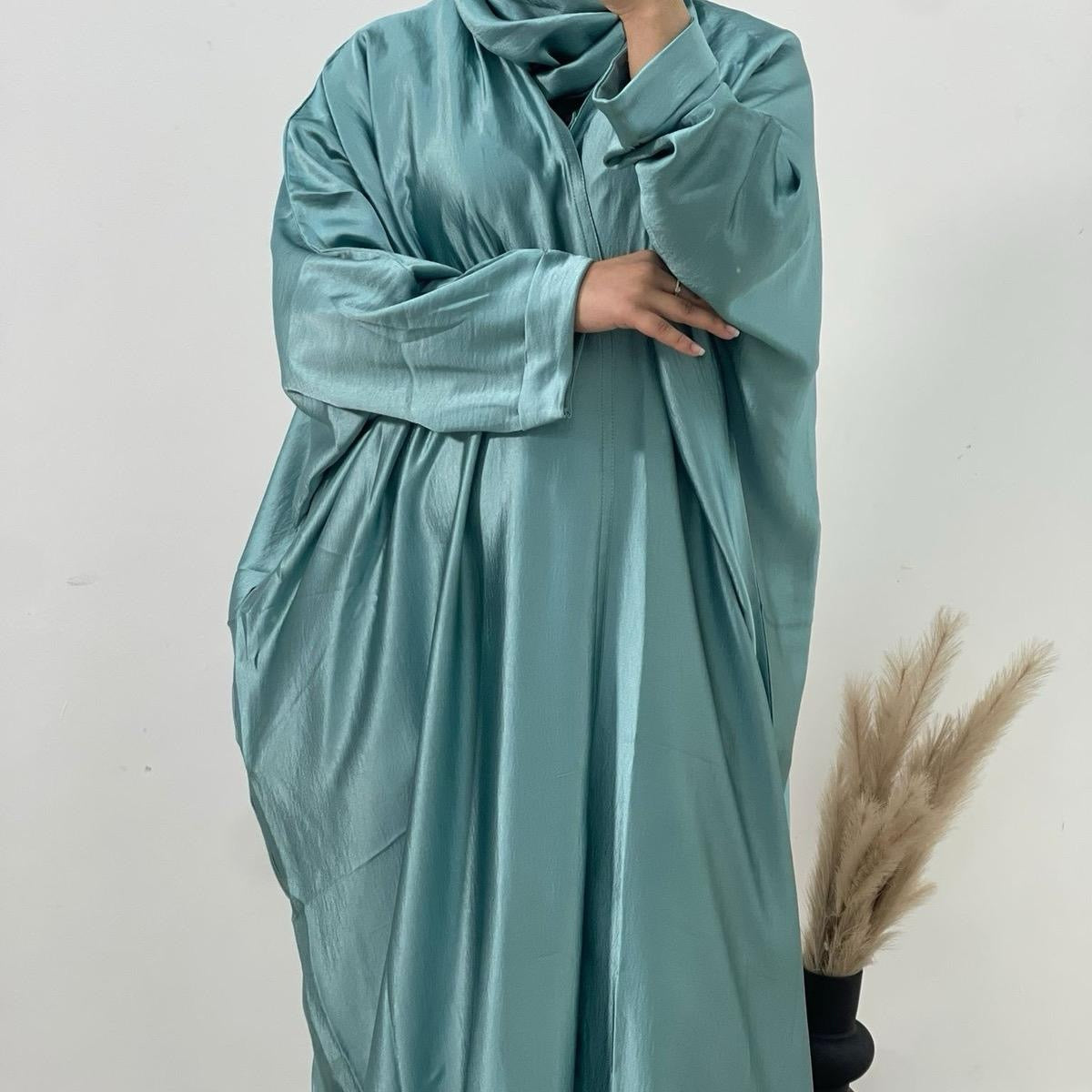Silky Satin Abaya (Teal)