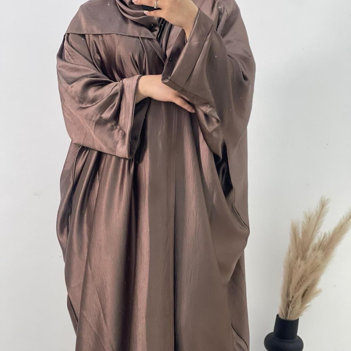 Silky Satin Abaya (Chocolate)